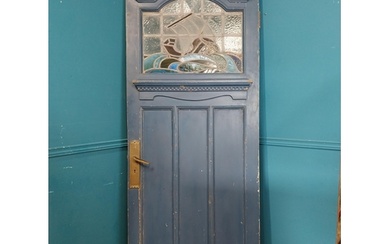 Art Nouveau painted wooden front door with stained glass pan...