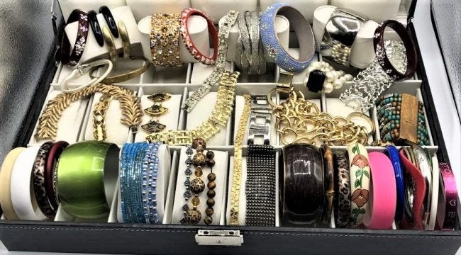 Assorted Group Lot 50 Bangle Bracelets, Cuffs, Stretch