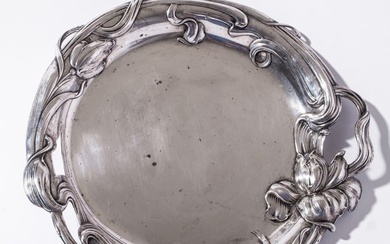 Austrian Jugendstil Ornate art nouveau silver tray