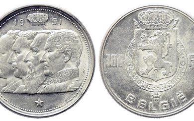 BELGIQUE. 5 Francs 1951. Ag. Spl/FDC