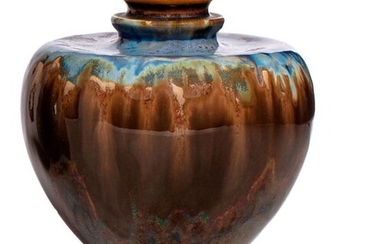 BRUERE (G. D .V) Vase en grès porcelainique à couverte...