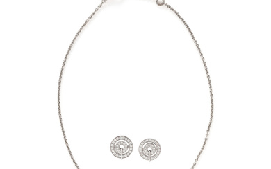 BULGARI, WHITE GOLD AND DIAMOND 'ASRALE' NECKLACE AND CLIP EARRINGS