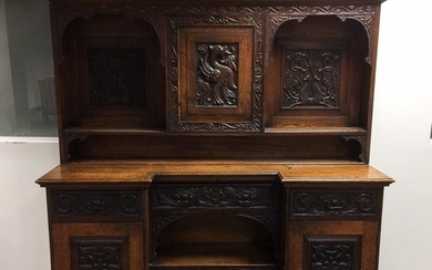 Baroque-style Carved Oak Cupboard