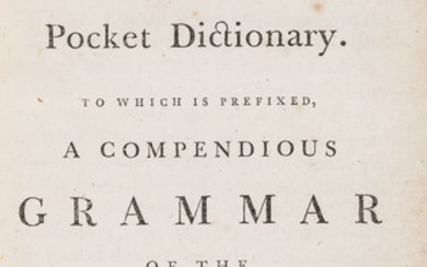 Baskerville.- Vocabulary (A), or pocket dictionary. To which is prefixed, a compendious grammar of the English language, Birmingham, printed by John Baskerville, 1765.