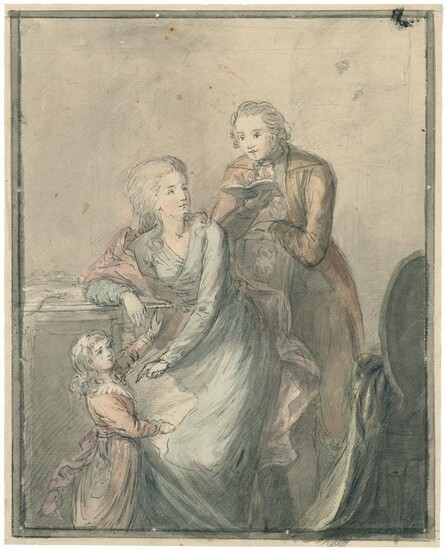 Bildnis einer jungen bürgerlichen Familie, um 1790.