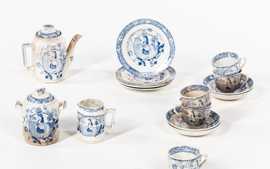 Blue and White Transfer-decorated Child's Tea Service