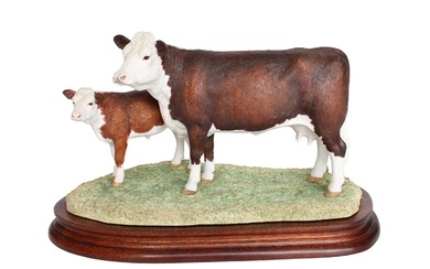 Border Fine Arts 'Hereford Cow and Calf', model No. B0835...