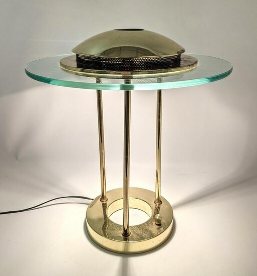 Brass Glass Modernist Table Lamp.