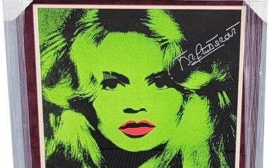 Brigitte Bardot Hand Signed Auto Andy Warhol Canvas Framed JSA