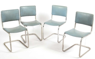 Brituma, Gateshead on Tyne: a set of four 1930's tubular metal chairs.