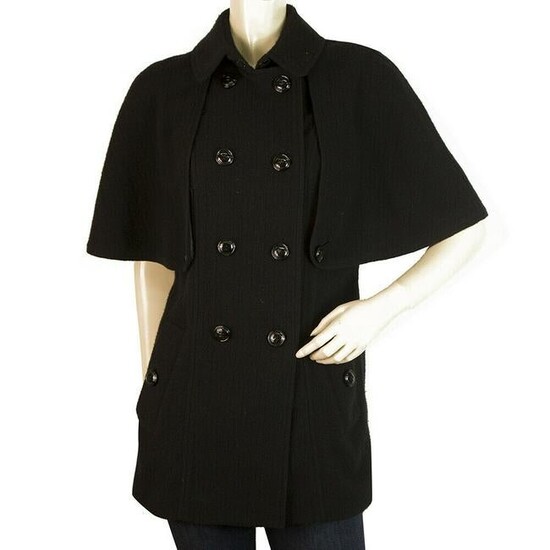 Burberry Black Virgin Wool & Cashmere Belted Trench