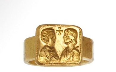 Byzantine Solid Gold Wedding Ring, 7th-8th Century A.D.