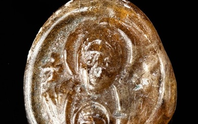 Byzantine Stamped Glass Intaglio - Madonna and Child