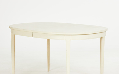 CARL MALMSTEN. Dining table, “Herrgården”, painted white, branded Carl Malmsten, Bodafors 19658.