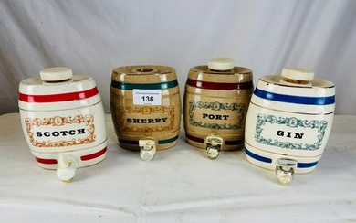 CERAMIC BARREL DISPENSERS X4 MADE BY WADE POTTERY