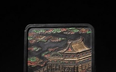 CHINESE POLYCHROME INK STICK, QING DYNASTY