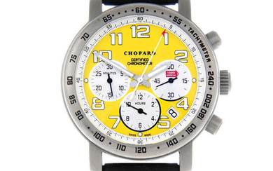 CHOPARD - a limited edition gentleman's titanium Mille Miglia 'Speed Yellow' chronograph wrist watch.