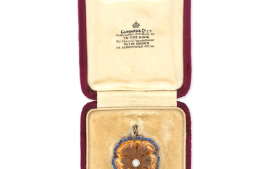 CITRINE, SAPPHIRE AND DIAMOND PANSY PENDANT NECKLACE, CIRCA 1900