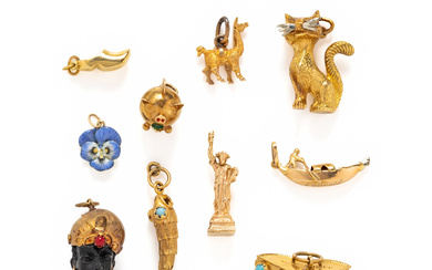 COLLECTION OF YELLOW GOLD CHARMS