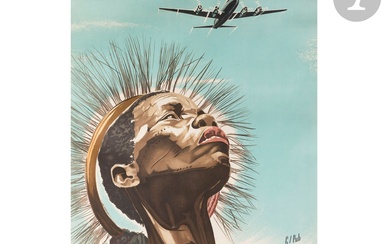 C/PUB Belgique - Congo - Afrique du Sud par Sabena lignes aériennes belges Chromolithographie. Entoilée....