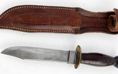 CUSTOM VINTAGE KNIFE WITH LEATHER GRIP & SHEATH