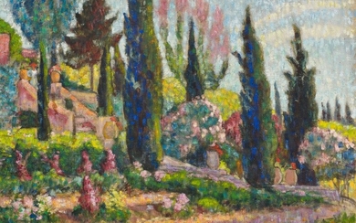 Carlos REYMOND 1884 - 1970 Le parc fleuri