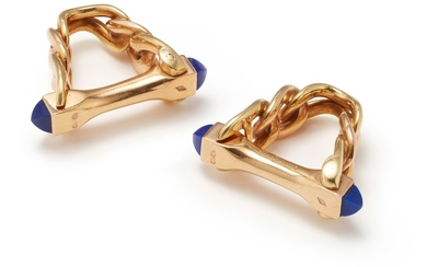 Cartier, A Pair of Lapis Lazuli and Gold Cufflinks