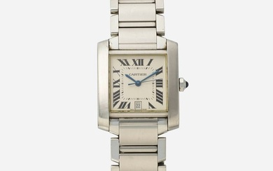 Cartier, 'Tank Francaise' stainless steel wristwatch, Ref. 2302