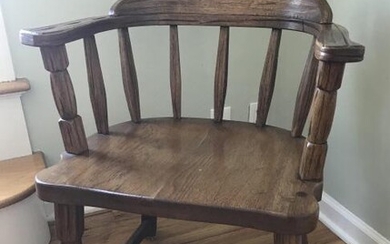 Carved English Barrel Back Captain's Armchair