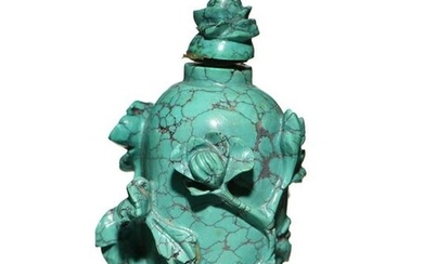 Carved Turquoise Chinese Snuff Bottle