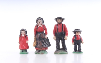 Cast Iron Amish Family Figurines Lot Of Four