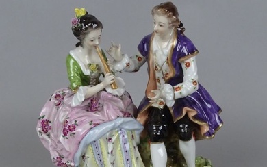 Céramique: groupe en porcelaine allemande -Couple- milieu 20eS 25x24x15cm