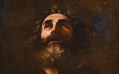 Cercle de Giovanni Francesco Barbieri 'Guercino' (1591-1666) Italien. Un apôtre barbu, Huile sur toile, 30.5"...