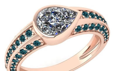 Certified 1.72 Ctw I2/I3 Treated Fancy Blue And White Diamond 14K Rose Gold Vintage Style