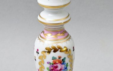 Chandelier, Freital-Potschappel, 2e moitié du 20e s. Porcelaine de Dresde, tige de balustre, peinture polychrome...