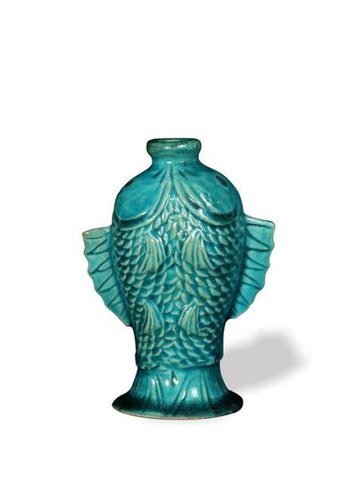 Chinese Blue Glazed Fish Shaped Vase, 18/19th Century