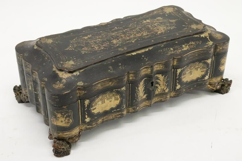 Chinese Export Lacquer & Gilt Decorated Box