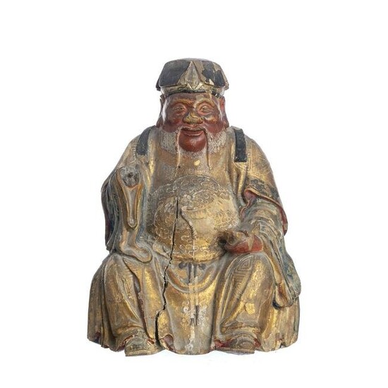 Chinese Tu Di Gong dry-lacquer sculpture, Ming