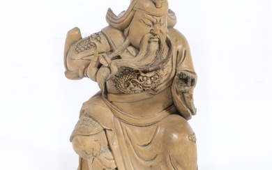 Chinese carved exotic rare wood Guan Yu Guan Gong Han General figure. 7 1/2"H x 4 1/2"W