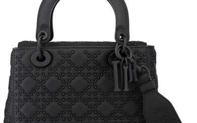 Christian Dior Ultra Black Calfskin Leather Medium Lady Dior...