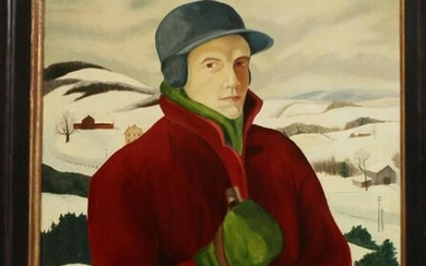 Circa 1930 Regionalist Portrait of A Skier