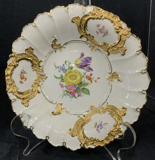 Collectible MEISSEN Gilt Porcelain Plate, Marked
