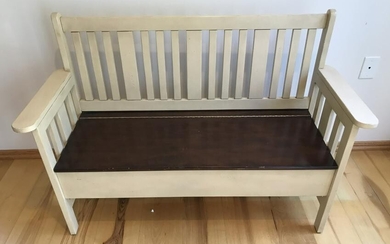 Contemporary Two Tone Wood Bench w Storage