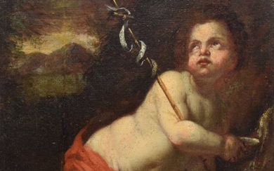 Continental School, 16th/17th century Classical study of a cherub in an extensive landscape