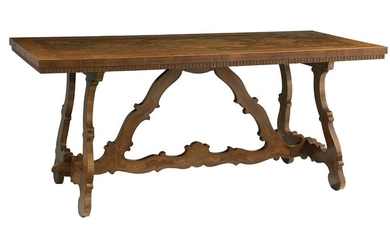 Continental Walnut and Fruitwood Center Table
