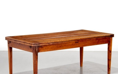 Continental fruitwood draw-leaf farm table