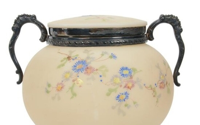 Covered Jar, Opal Ware Attributed To Mt. Washington