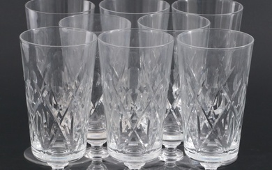 Cross and Olive Style Glass Ice Tea Glasses, Mid to Late 20th Century