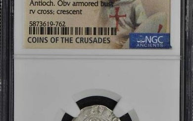 Crusader Bohemond III AD 1163-1201 AR Denier NGC AU53
