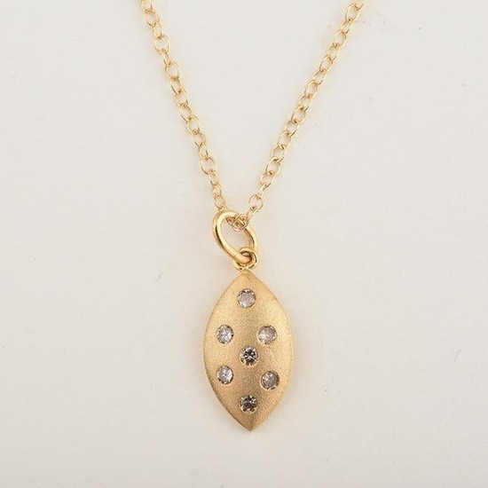 Diamond, 14k Yellow Gold Pendant Necklace.